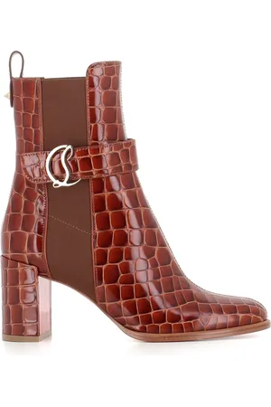 Christian Louboutin Femme, Chaussures, Brun, Taille: 37 1/2 EU Bottines Chelsea Brandy Crocodile
