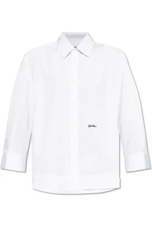 Dsquared2 Femme, Blouses et Chemises, Blanc, Taille: 40 FR Chemise à Manches Longues avec Logo Brodé