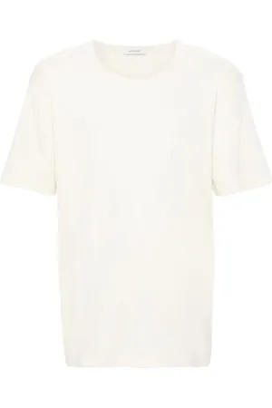 LEMAIRE Homme, Tops, Blanc, Taille: S T-shirt col U côtelé