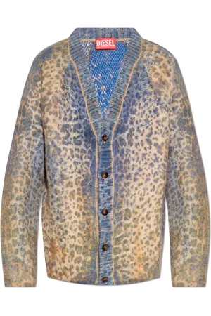 Diesel Homme, Pulls, Bleu, Taille: XS Cardigan à Motif Animalier