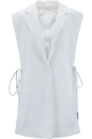 Dondup Femme, Vestes, Blanc, Taille: 36 FR Blazer sans Manches à Col en V Boutonné