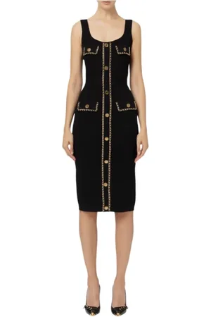 Elisabetta Franchi Femme, Robes, Noir, Taille: 38 FR Élégante Robe Midi