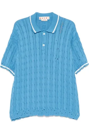 Marni Homme, Tops, Bleu, Taille: L Pull Boutonné Brodé