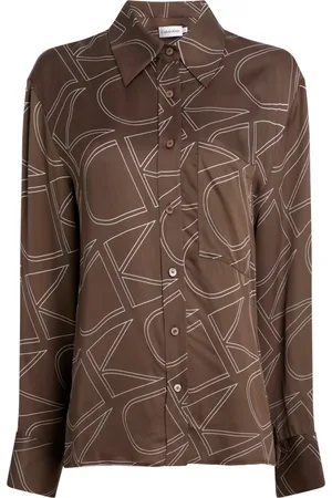 Calvin Klein Femme, Blouses et Chemises, Brun, Taille: 40 FR Chemise à Imprimé Monogramme
