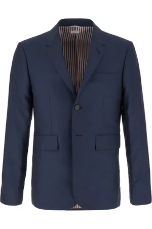 Thom Browne Homme, Vestes, Bleu, Taille: L Blazer Long à Simple Boutonnage