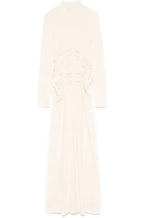 BITE Femme, Robes, Blanc, Taille: 40 FR Robe Blanche en Coton à Col Haut
