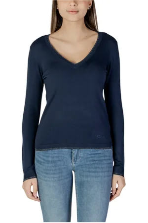Liu Jo Femme, Pulls, Bleu, Taille: 40 FR Pull en Tricot Col en V