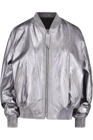 The Attico Femme, Vestes, Blanc, Taille: 36 FR Blouson Bomber en Cuir Argenté