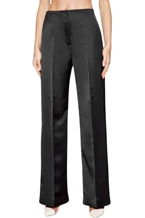 Calvin Klein Femme, Pantalons, Noir, Taille: 40 FR Pantalon Coupe Droite en Satin Duchesse
