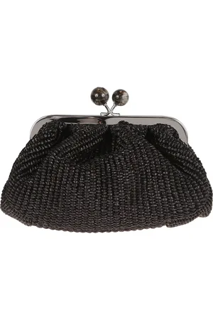 Max Mara Femme, Sacs, Noir, Taille: ONE Size Sac à Main Noir avec Effet Raphia