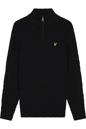Lyle & Scott Homme, Pulls, Noir, Taille: S Pull en maille torsadée à quart de fermeture éclair