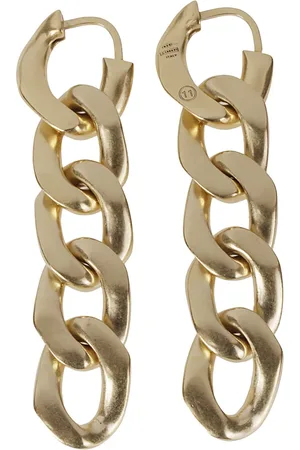 Maison Margiela Femme, Accessoires, Jaune, Taille: ONE Size Boucles d`oreilles chaîne plaqué or avec fermeture anneau