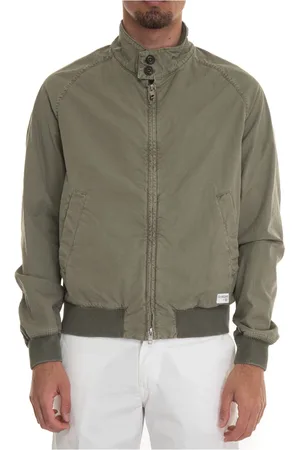 FAY Homme, Vestes, Vert, Taille: M Blouson Bomber Délavé à Revers Tricotés