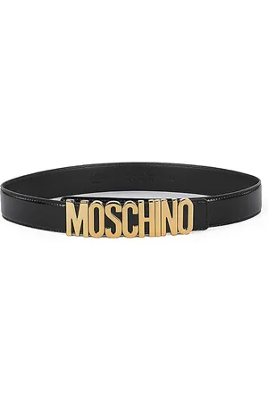 Moschino Femme, Accessoires, Noir, Taille: 75 CM Ceinture en Cuir Noir avec Boucle Dorée