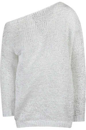LIVIANA CONTI Femme, Pulls, Gris, Taille: 40 FR Haut en tricot crocheté avec encolure bateau