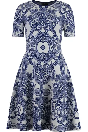 Etro Femme, Robes, Bleu, Taille: 38 FR Mini-robe Évasée en Tricot Jacquard