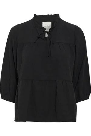Part Two Femme, Blouses et Chemises, Noir, Taille: 42 FR Chemisier noir avec manches ¾ et col en V