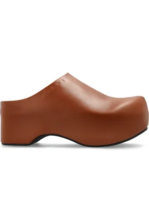 Marni Femme, Chaussures, Brun, Taille: 36 EU Sandales Plates en Cuir Chunky