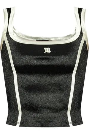 MISBHV Femme, Tops, Noir, Taille: 40 FR Haut en Satin Noir avec Logo Ss25