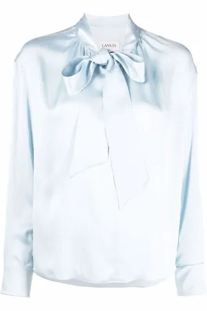 Lanvin Femme, Blouses et Chemises, Bleu, Taille: 40 FR Blouse en soie avec fermeture à ruban
