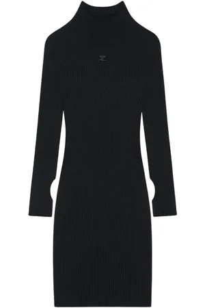 Courrèges Femme, Robes, Noir, Taille: 42 FR Robe Côtelée Lumière Solaire