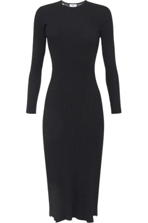 Elisabetta Franchi Femme, Robes, Noir, Taille: 42 FR Robe en maille côtelée avec ceinture