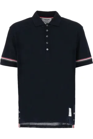 Thom Browne Homme, Tops, Bleu, Taille: S Polo à Manches Courtes Rayé RWB