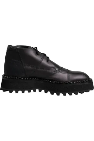 Dolce & Gabbana Homme, Chaussures, Noir, Taille: 44 EU Bottines en cuir noir
