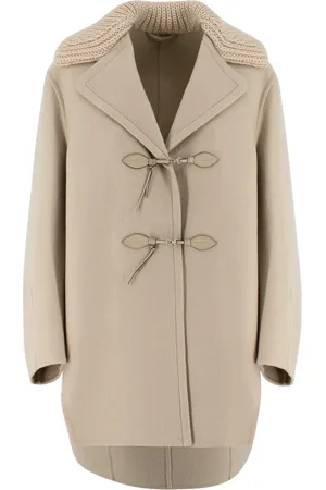 ERMANNO SCERVINO Femme, Manteaux, Gris, Taille: 36 FR Manteau en laine à revers avec brandebourgs