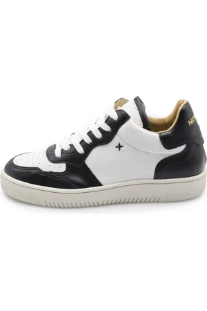 New Lab Homme, Chaussures, Blanc, Taille: 46 EU Blanc Noir Peau de Pomme Baskets Polyester