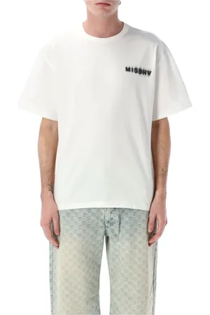 MISBHV Homme, Tops, Blanc, Taille: M T-shirt Col Rond Blanc Effet Lavé