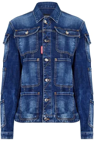 Dsquared2 Femme, Vestes, Bleu, Taille: 36 FR Veste en jean tactique