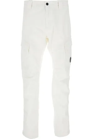 C.P. Company Homme, Pantalons, Blanc, Taille: L Pantalon Cargo avec Motif de Lentille
