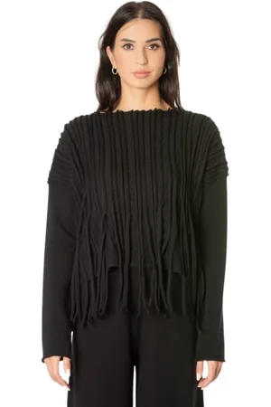 LIVIANA CONTI Femme, Pulls, Noir, Taille: 42 FR Pull Noir à Franges