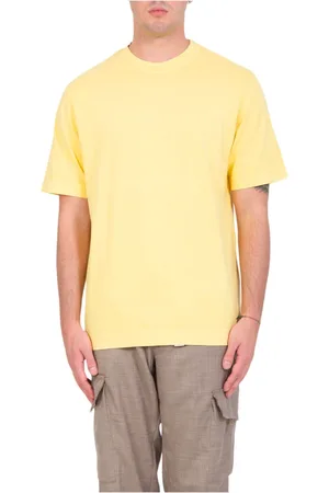 Circolo Homme, Tops, Jaune, Taille: M T-shirt en jersey teint en pièce
