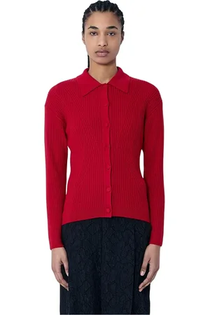 DRIES VAN NOTEN Femme, Pulls, Rouge, Taille: 42 FR Cardigan à boutons en côtes