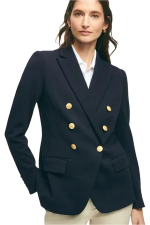 Brooks Brothers Femme, Vestes, Bleu, Taille: 42 FR Blazer Structuré en Piqué de Coton