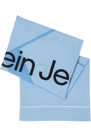 Calvin Klein Femme, Accessoires, Bleu, Taille: ONE Size Foulard en coton imprimé
