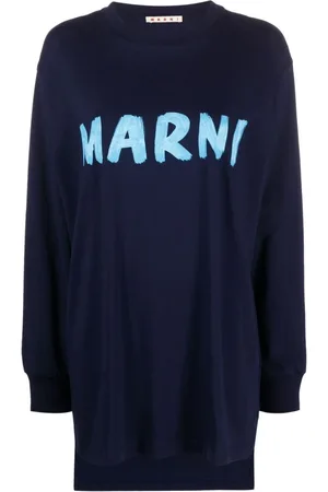 Marni Femme, Tops, Bleu, Taille: 38 FR Hauts à Manches Longues en Maille Couleur Encre