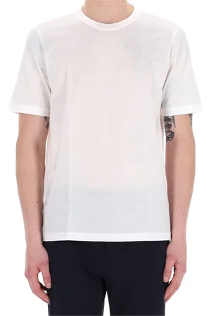 BARBA Homme, Tops, Blanc, Taille: L T-shirt en coton mercerisé blanc