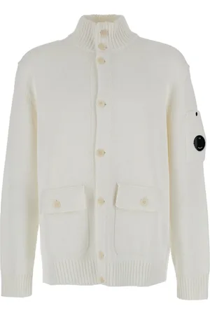 C.P. Company Homme, Pulls, Blanc, Taille: XL Cardigan Blanc à Col Montant