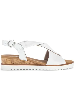 Gabor Femme, Chaussures, Blanc, Taille: 40 1/2 EU Sandales blanches en cuir lisse