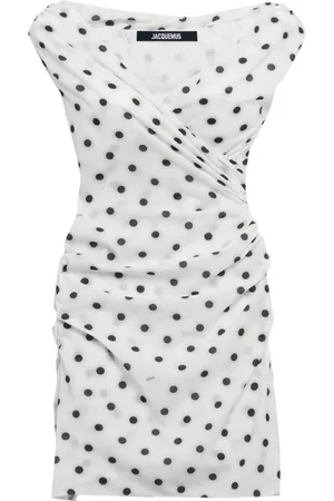 Jacquemus Femme, Robes, Blanc, Taille: 40 FR Blanc Pois Plongeant Col en V