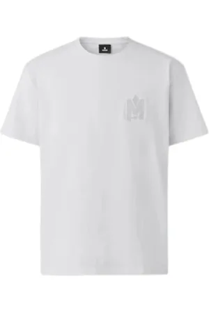 Mackage Homme, Tops, Blanc, Taille: S T-shirt avec Logo en Velours