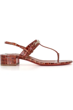 Christian Louboutin Femme, Chaussures, Brun, Taille: 36 EU MJ Thong 25mm Sandales en Cuir façon Croco