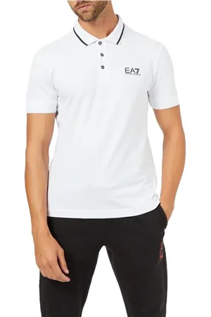 EA7 Homme, Tops, Blanc, Taille: S Polo à Manches Courtes