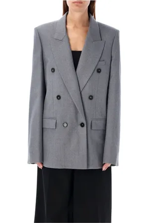 Stella McCartney Femme, Vestes, Gris, Taille: 38 FR Blazer Croisé Gris Clair Chiné