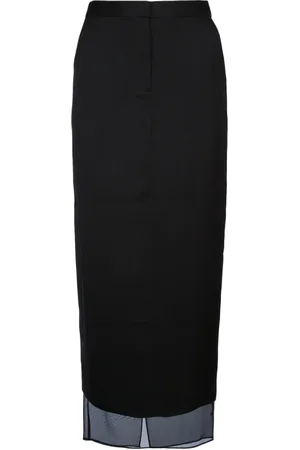 Calvin Klein Femme, Jupes, Noir, Taille: 36 FR Jupe Longue avec Panneaux Transparents