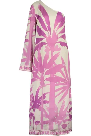 Fabienne Chapot Femme, Robes, Multicolore, Taille: 46 FR Robe Maxi Crème à Imprimé Rose
