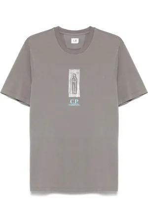C.P. Company Homme, Tops, Gris, Taille: XL T-shirt Logo Avant et Arrière en Jersey 24/1